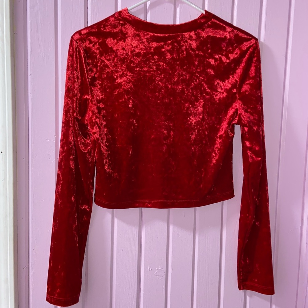 velvet long sleeve crop top